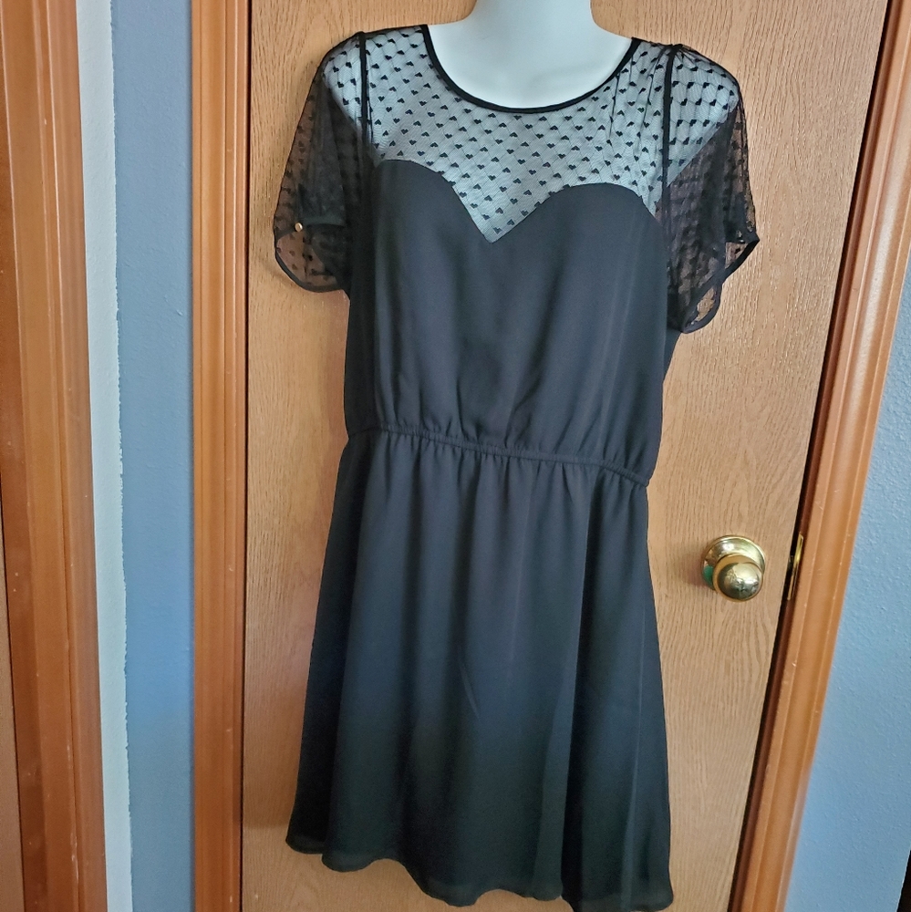 Under skies black heart mesh dress large